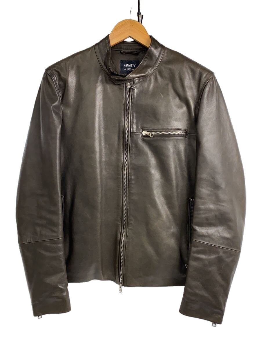 Emmeti Lily/Single Rider Jacket/48/Goat Leather/Khk/Plain 12001