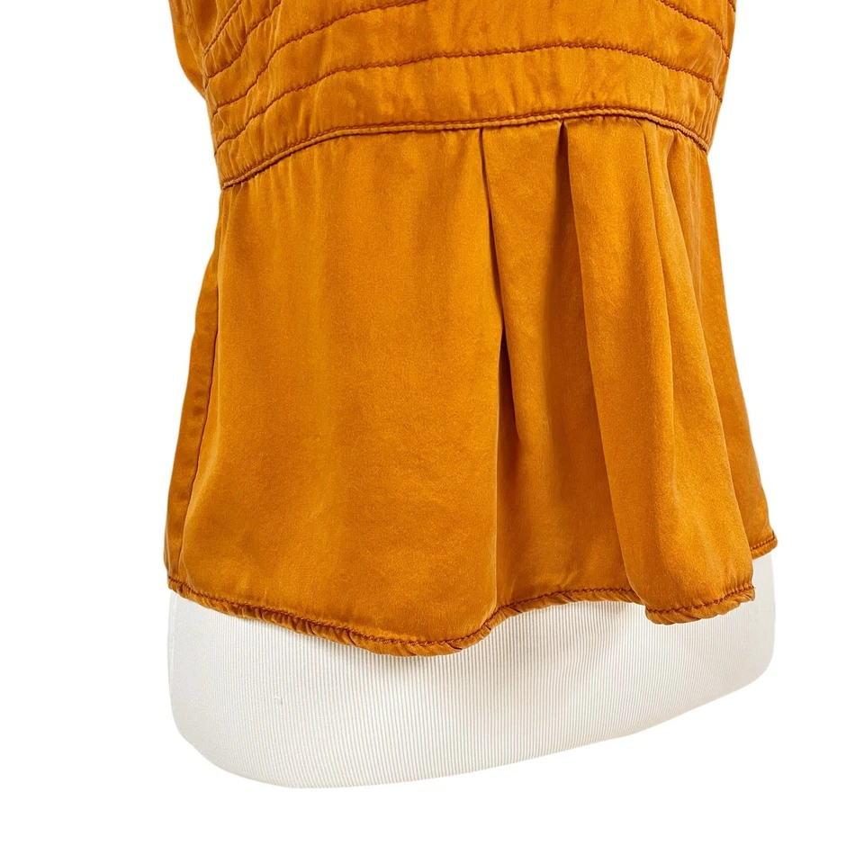 Blusa sin mangas BURBERRY vintage años 90 babydoll de seda en naranja quemado cobre talla 8 Foto 4 de 4