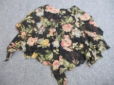 VTG Lauren Ralph Lauren Hanky Hem Skirt Womens Petite 6P Black Floral Y2K Fairy