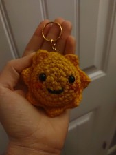 Sun Crochet Keychain Handmade Amigurumi Yellow Orange Three Inches
