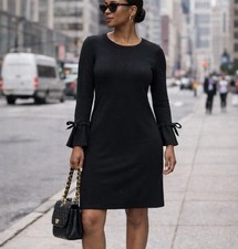 MICHAEL KORS Sweater Dress Crewneck Tie Sleeves Size M Minimalist Classic Chic