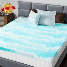 Twin Memory Foam Mattress Topper   2" Gel-Infused,Cooling,Soft  Breathable,Blue