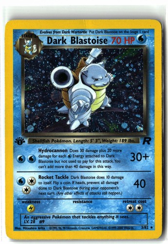 2000 Dark Blastoise 3/82 1st Edition Holo WOTC Team Rocket Pokemon Small Crease