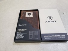 ARIAT MENS RODEO STYLE WALLET CALF HAIR LOGO CONCHO BROWN