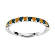 925 Sterling Silver Round Citrine  London Blue Topaz Half Eternity Women Ring