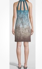 White House Black Market Size Large Halter Dress Ombre Python Print Cut Out NWT