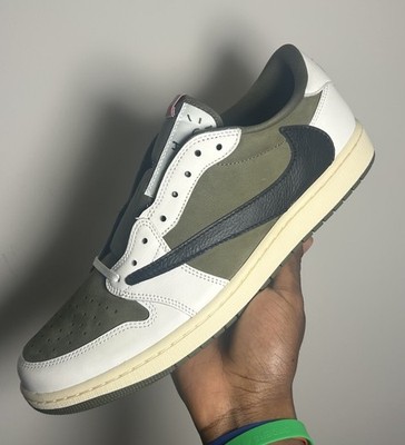 Size 14 Travis Scott Air Jordan 1 Low OG ''Medium Olive''  Black Sail DM7866-200