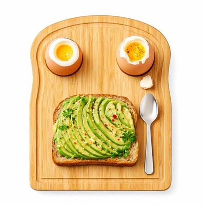 Frühstücksbrettchen aus Holz Serviertablett in Toastform mit Eierhaltern 