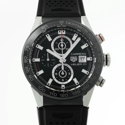Used Tag Heuer Carrera Caliber 01 Chronograph CAR201Z.FT6046 Black Men's