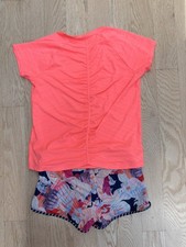 Athleta Girl 2 PC - SS Top  Swim Shorts Rashguard Swim Suit Size XL 14