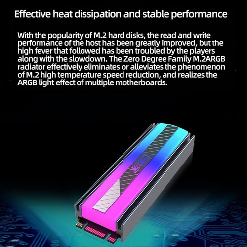 M.2 NVME SSD Heatsink 5V 3Pin ARGB Colored Lights M.2 SSD Cooler 2280 Solid3995 - Afbeelding 2 van 10