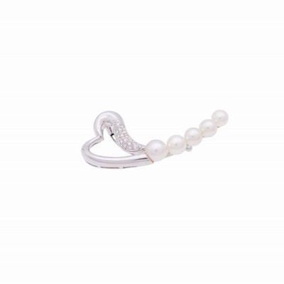 ECHT Perle 6,5-8 mm K14WG Brosche Weißgold/Perle weiß 0042