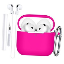 Compatible with AirPods 4 Case 2024 , Soft Silicone Protective Cover RosePink