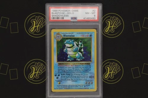 Blastoise Shadowless 2/102 Base Set WOTC 1999 Pokémon Trading Card NM-MT PSA 8