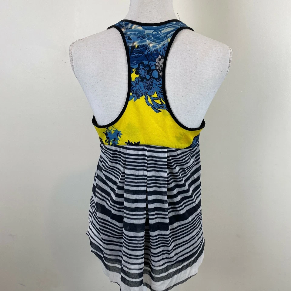 Camiseta sin mangas Weston Wear Anthropologie para mujer S a rayas de malla floral Q35 Foto 3 de 4