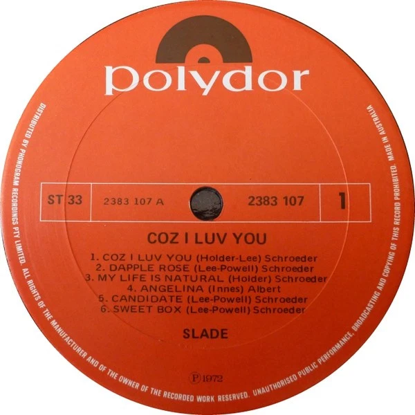 Slade - Coz I Luv You-1972 (VG+/[NM or M-) - "Vinyl Record" - Image 3 of 4