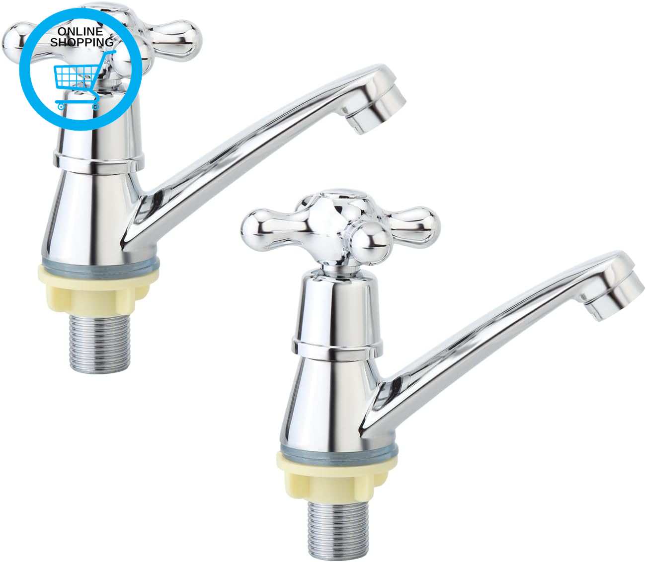 Basin Taps Pair Bathroom Sink Taps,Classic Chrome Finish for Bathroom/Kitchen