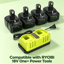 4 Pack 18V 8.0Ah Battery and Dual Charger Kit for Ryobi 18 Volt One Batteries