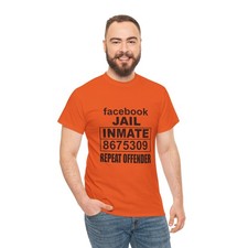 Camiseta de algodón pesado unisex de redes sociales reincidente de cárcel de Facebook