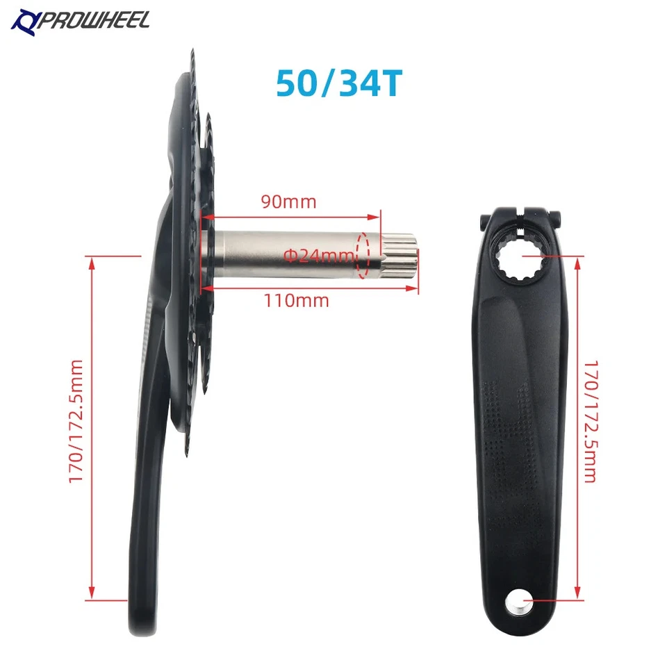 Juego de bielas de bicicleta de carretera 170/172,5 mm 11S 50-34T 52-36T platos dobles para Shimano Foto 3 de 4