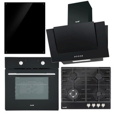 Kitchen Appliance Bundle – 60cm Oven, Black Glass Hob, Angled Chimney Hood & Spl