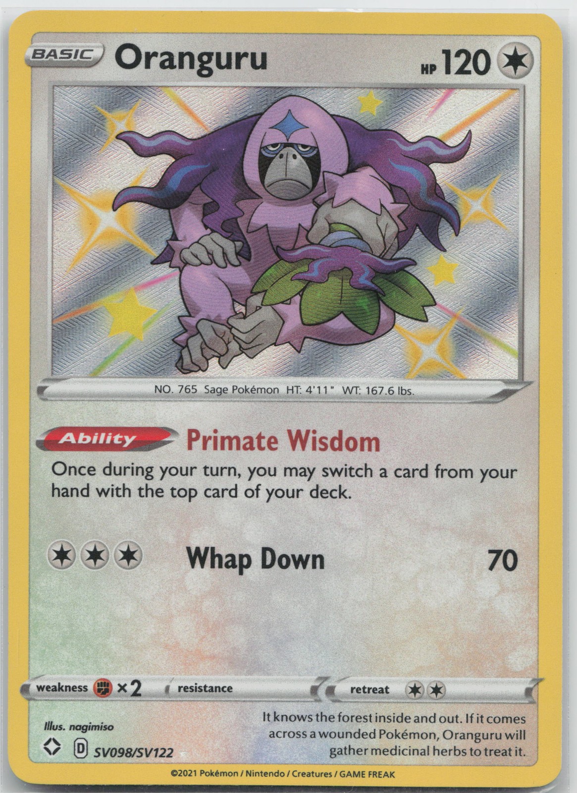 Oranguru Shiny Holo Rare Shining Fates: Shiny Vault SV098/SV122 NM