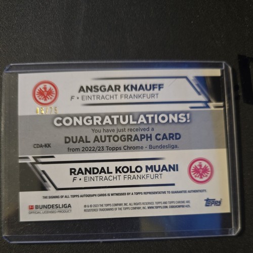 Carte Ansgar Knauff Autographe – Topps Chrome Bundesliga 22/23 Eintracht Francfort