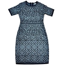 Sweater Dress Women Medium Short Sleeve Calvin Klein Animal Print Gray Synthetic