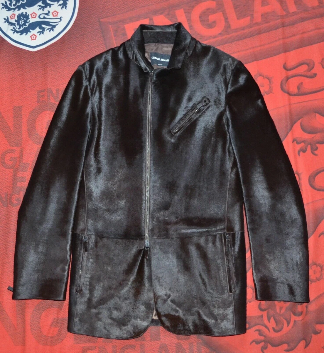 Giorgio Armani Baby Calf Jacket Borgo 21 Size 50 M Black Made In