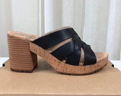 NIB Kork-Ease Women Charis Leather Slide Platform Heel Sandal US 10/EUR 42 Black - Picture 5 of 18