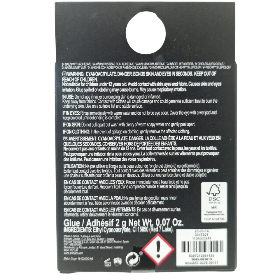 Primark False Nails with Nail Art Extensions Squareletto Autumn Yellow 2g Glue - Image 4 of 4