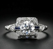2.88CT Round Cut Diamond 14K White Gold FN Wedding Vintage Art Deco Jewelry Ring