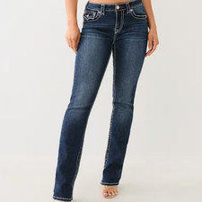 New TRUE RELIGION Straight Leg Super Billy T Medium Wash Denim Blue Jeans Sz 14