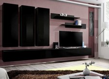 Wohnwand Fiesto Schrankwand Hängewand Weiß Schwarz Modern Hochglanz 21