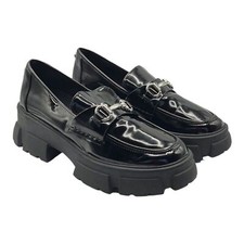 NEW Steve Madden Sz 9 1/2 Trifecta Black Chunky Retro 90's Platform Loafers