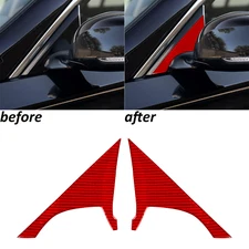 Red Carbon Fiber Rearview Mirror Side A-Pillar Panel Trim For Infiniti Q50 14-20
