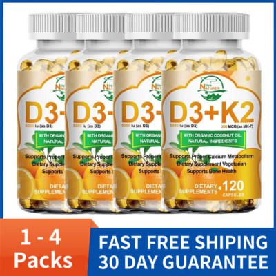 Vitamin D3 10,000IU and K2 MK-7 250mcg - 120 Capsules - Immune Support Wellness
