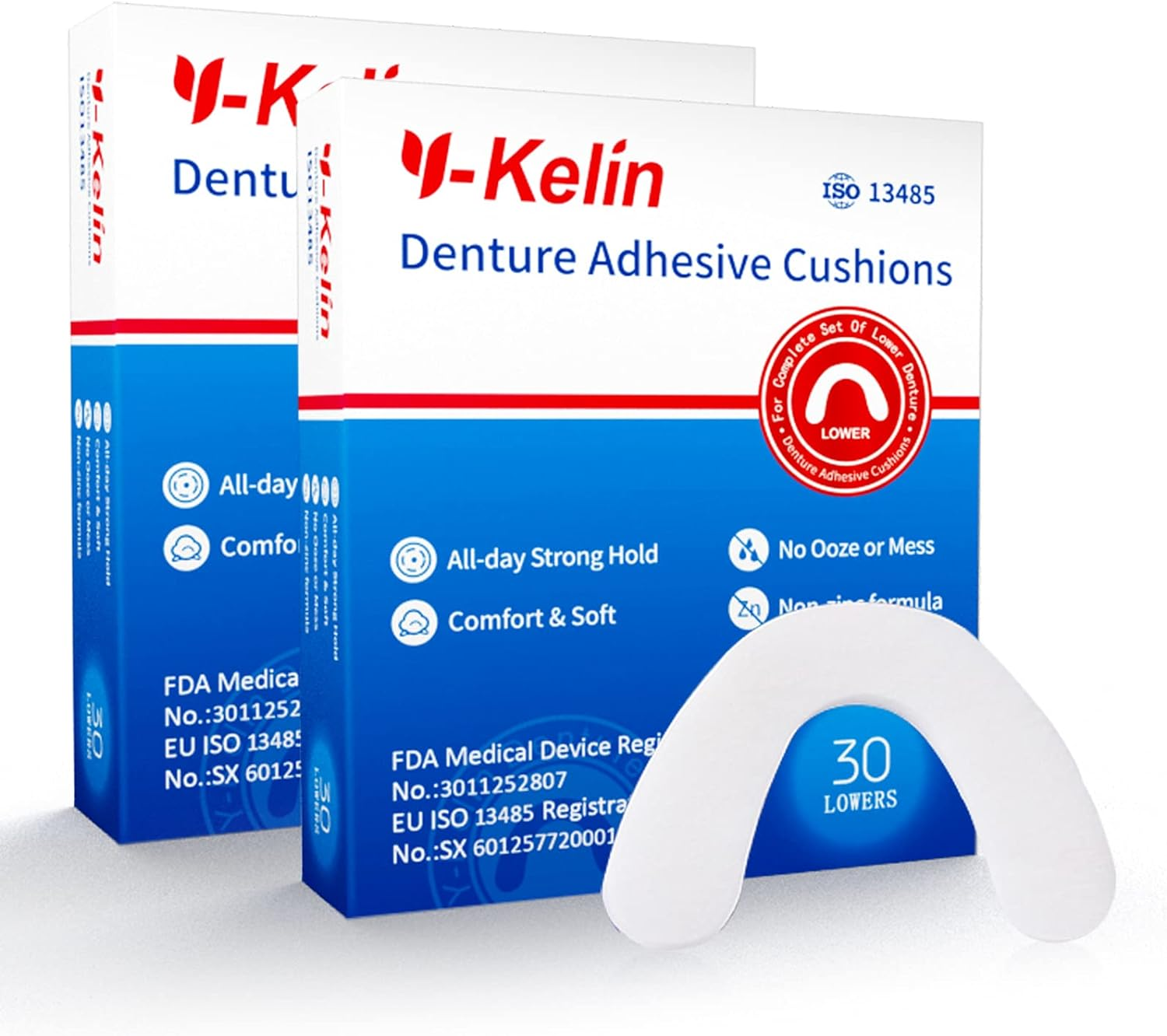 Y-Kelin Denture Adhesive Cushion Lower 30 Pads (2 Pack)