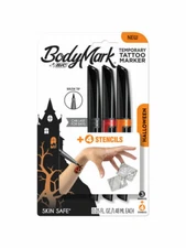 Bic Bodymark Temporary Tattoo Markers Three Pack Halloween Stencils Free Ship