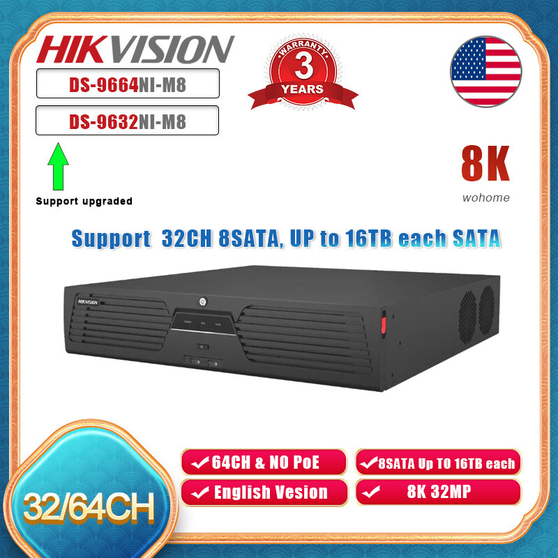 Hikvision 64CH 32CH 8K NVR DS-9664NI-M8 DS-9632NI-M8 12MP NVR