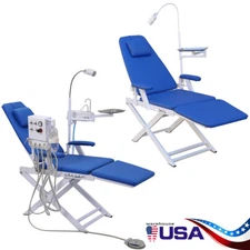 Sillon Dental Portatil Plegable con Luz LED Bandeja/Unidad de Turbina de Aire