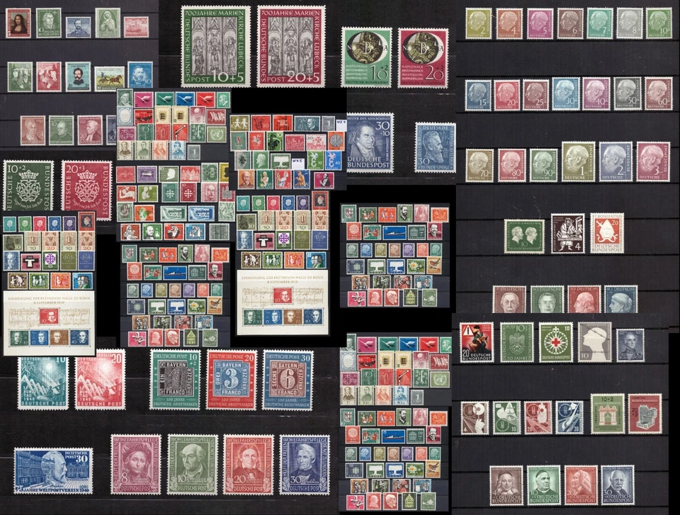 Bund/BRD Jahrgang 1949 1950 1951 1952 1953 1954 1955 1956-1959 ** postfrisch MNH - Bild 1 von 1