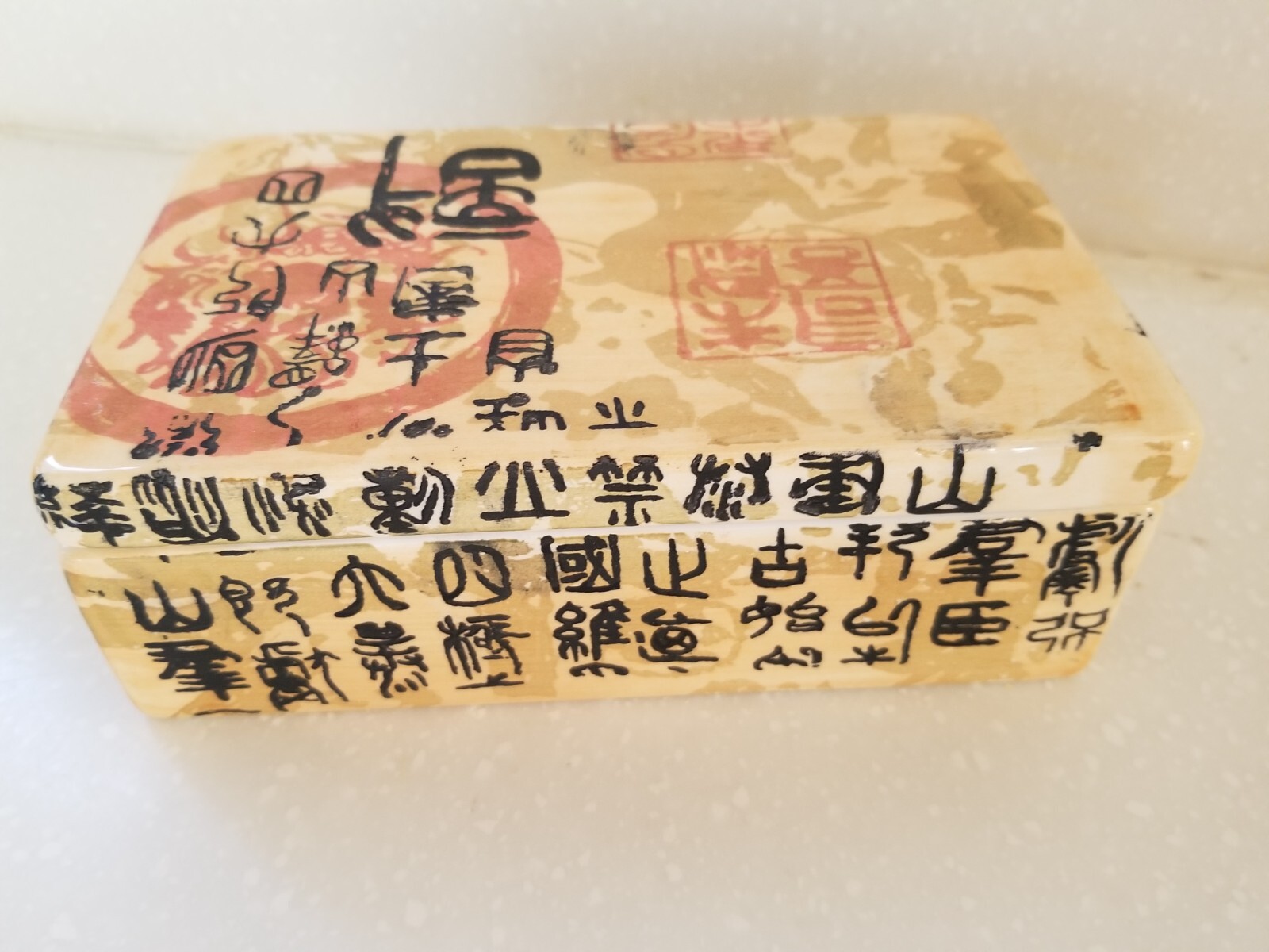 Hand-Painted 7x4.5 Ceramic Chinese Jewelry Trinket Box