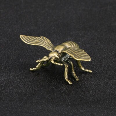 Pure Brass Honey Bee Figurine Tea Pet Ornament Miniature Beetle Insect Toy Craft