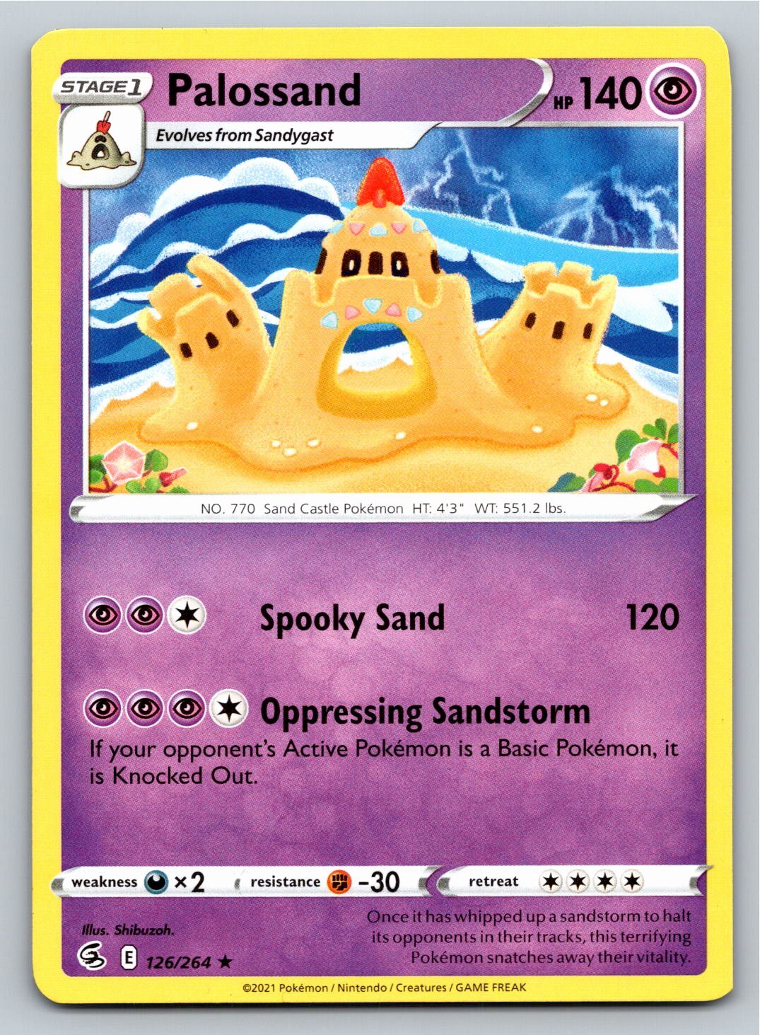 Palossand 126/264 Rare Fusion Strike Pokemon Card - NM Near Mint