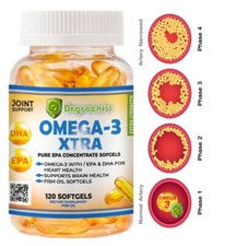 Omega 3 Fish Oil Capsules Triple Strength 2600mg EPA  DHA 120 CHOLESTEROL FREE