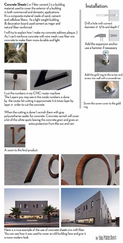 Números de casa modernos, hormigón con madera - verticales - - Imagen 6 de 7