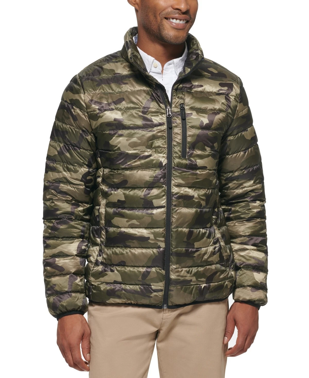 $125 Club Room Men's Packable Quilted Puffer Jacket, Camouflage, Small