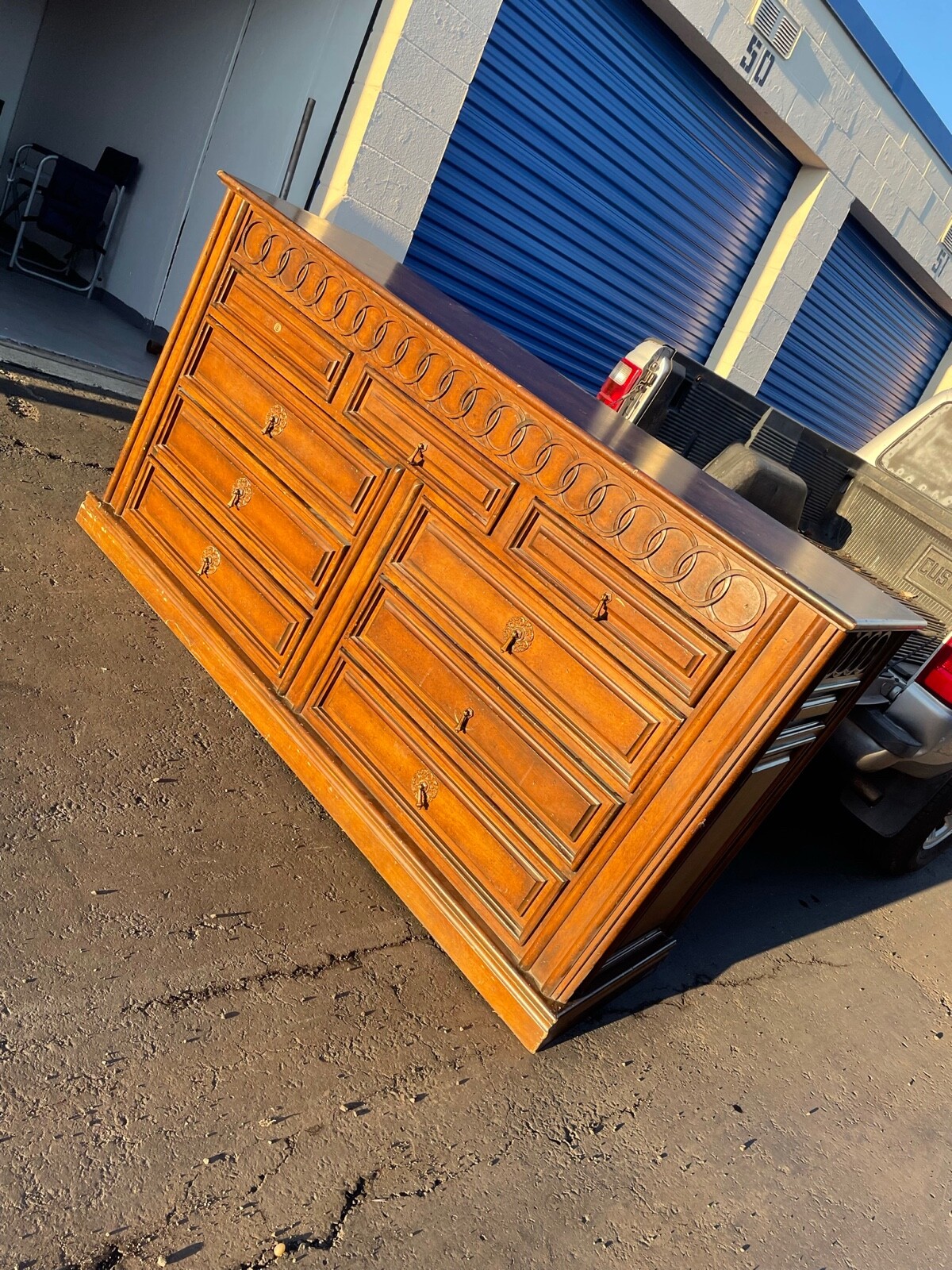 Solid Oak 9 Drawer Dresser eBay