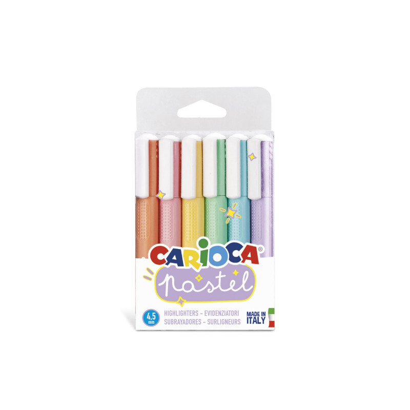CARIOCA Pastel Text Markers Set of 6 Single-Piece Colors-image
